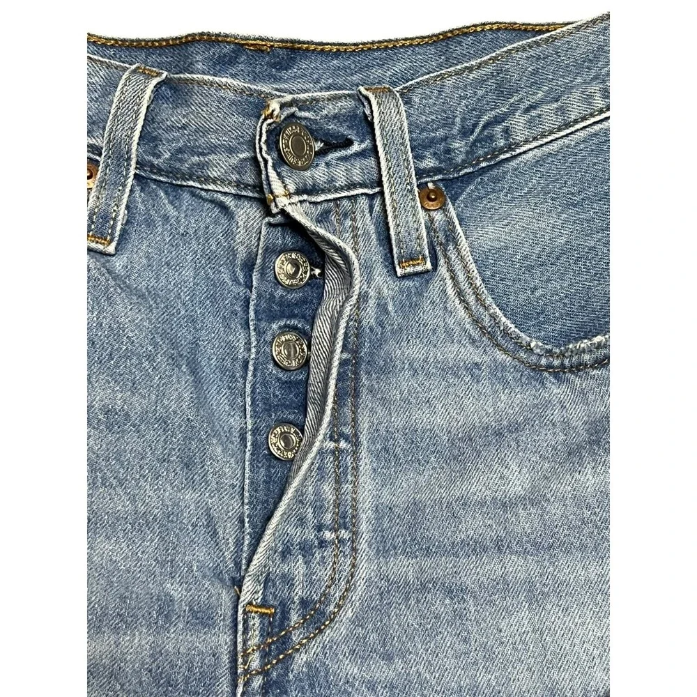 Levi's 501 Original Denim Shorts Womens 26 Blue Distressed Cut Off Festival Boho